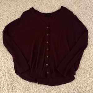 Brand New Burgundy Urban Outfitters Waffle Knit Top